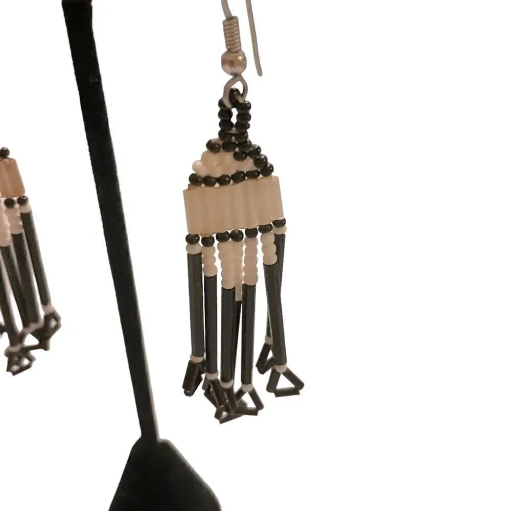 Vintage Handmade Native American Glass Bead Hook Earrings